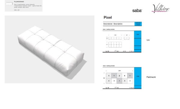 SABA ITALIA Sofa Pixel - Einzelelement - SB-PX_Base204x82