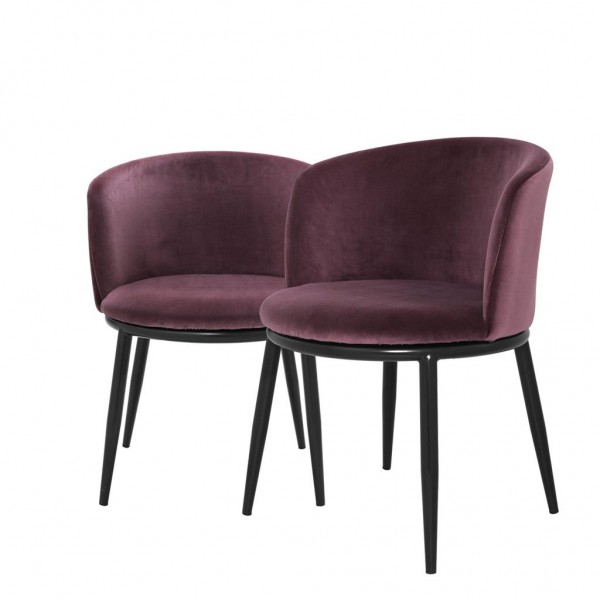 EICHHOLTZ Dining Chair Filmore Cameron royal purple Set von 2 Stk.