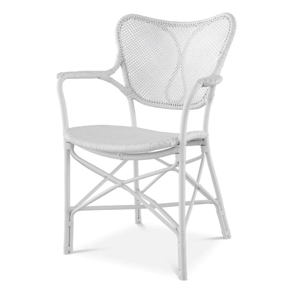 EICHHOLTZ Chair Colony matte White with arms Set of 2