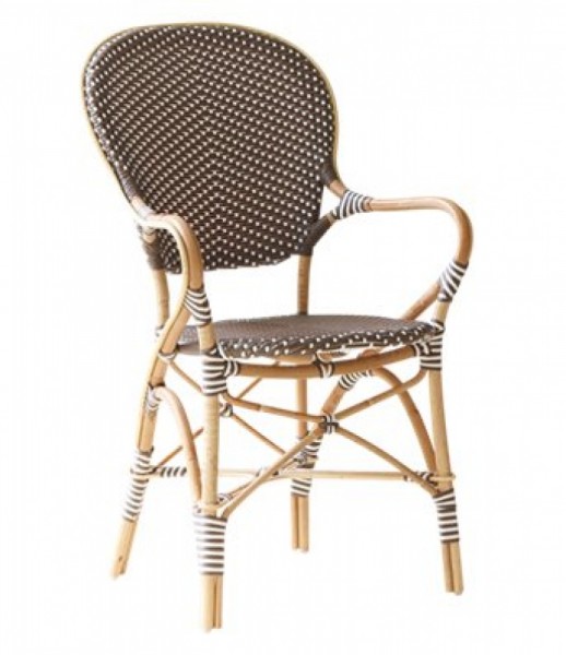 Sika Design Rattan-Stuhl Isabell Cappuccino mit Armlehnen 2er Set