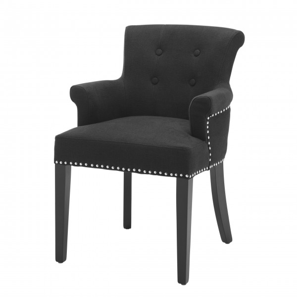 EICHHOLTZ Chair Arm Key Largo - Black Linen