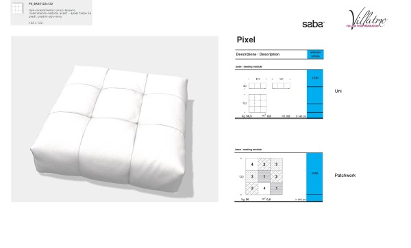 SABA ITALIA Sofa Pixel - Einzelelement - SB-PX_Base122x122
