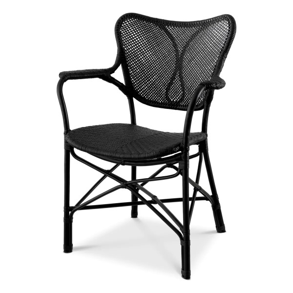 EICHHOLTZ Chair Colony matte Black with arms Set of 2
