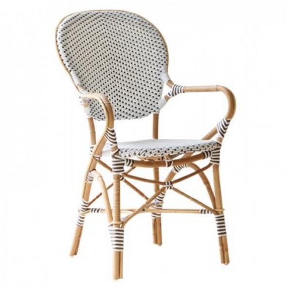 Sika Design Rattan-Stuhl Isabell mit Armlehnen Weiss 2er Set
