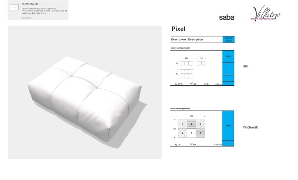 SABA ITALIA Sofa Pixel - Einzelelement - SB-PX_Base122x82