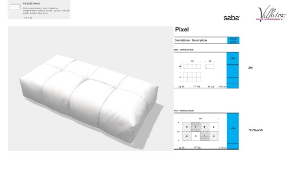 SABA ITALIA Sofa Pixel - Einzelelement - SB-PX_Base164x82
