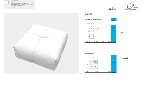 SABA ITALIA Sofa Pixel - Einzelelement SB-PX_Base82x82