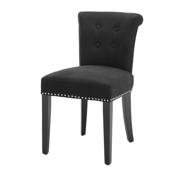 EICHHOLTZ Chair Key Largo Black Linen Set von 2 