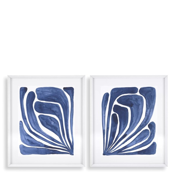 EICHHOLTZ Kunstdruck Blue stylized leaf Set von 2 Stk.