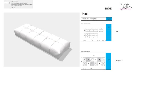 SABA ITALIA Sofa Pixel - Einzelelement - SB-PX_Base244x82